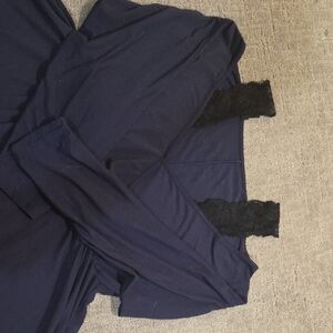 SHEIN Navy Long Sleeve Dress with Lace Detail